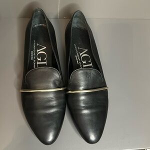 AGL black leather loafers size 39 US 8